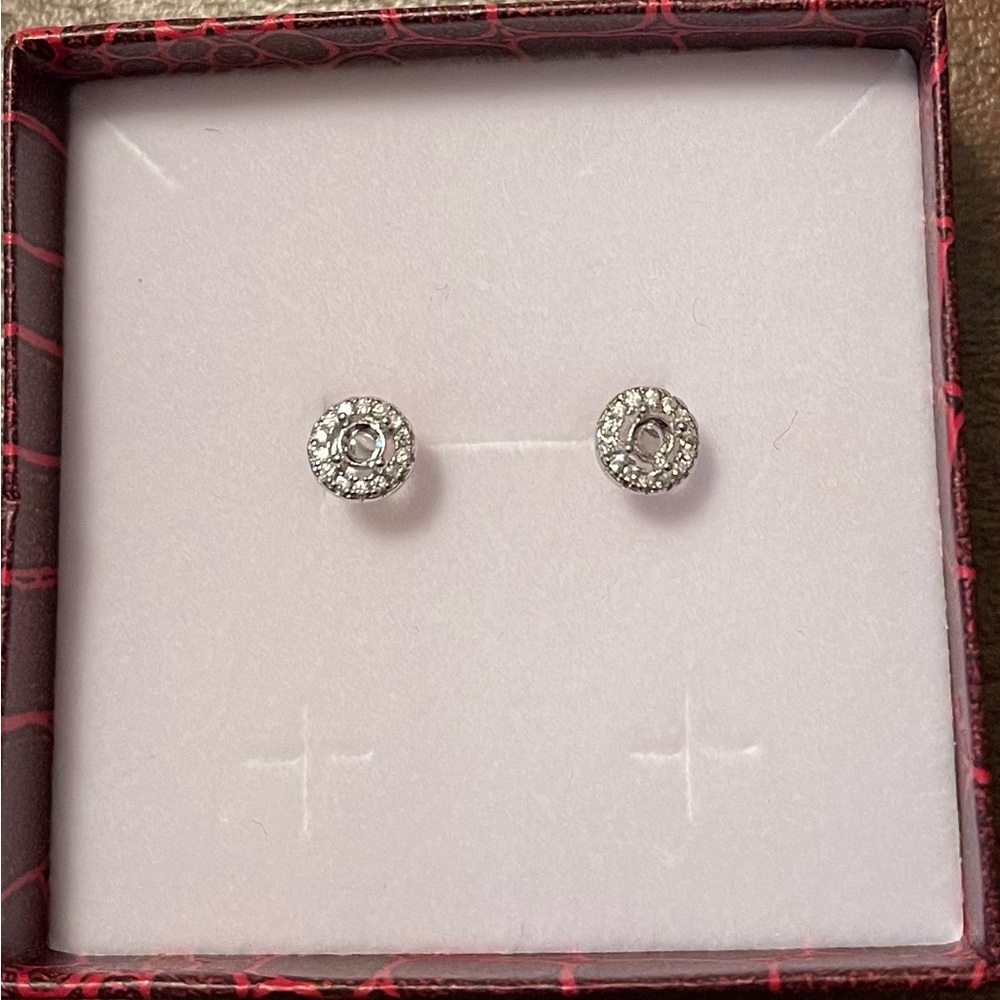 Round Solid 925 Silver Studs SettingsCubicZirconia. additional price for any gem